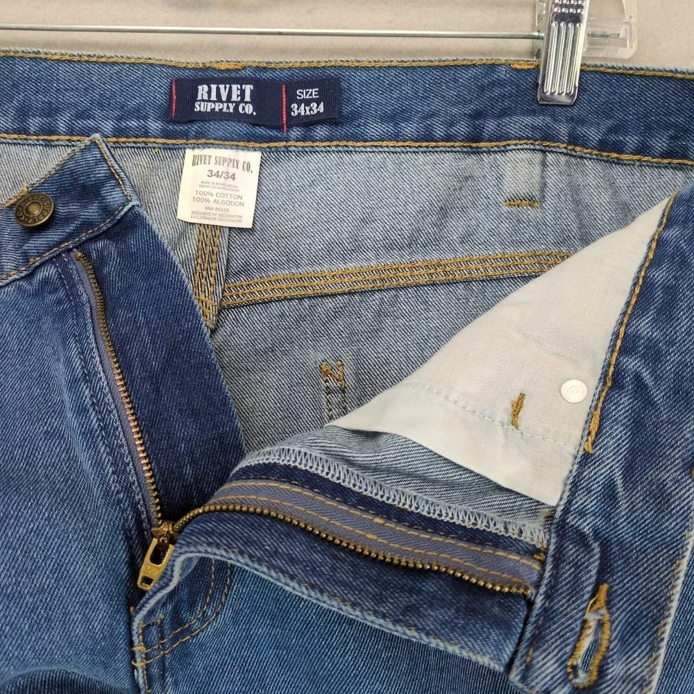 NWT Rivet Supply Co Workwear Jeans Mens 34x34 Relaxed Rugged Denim (36x34 Fit)